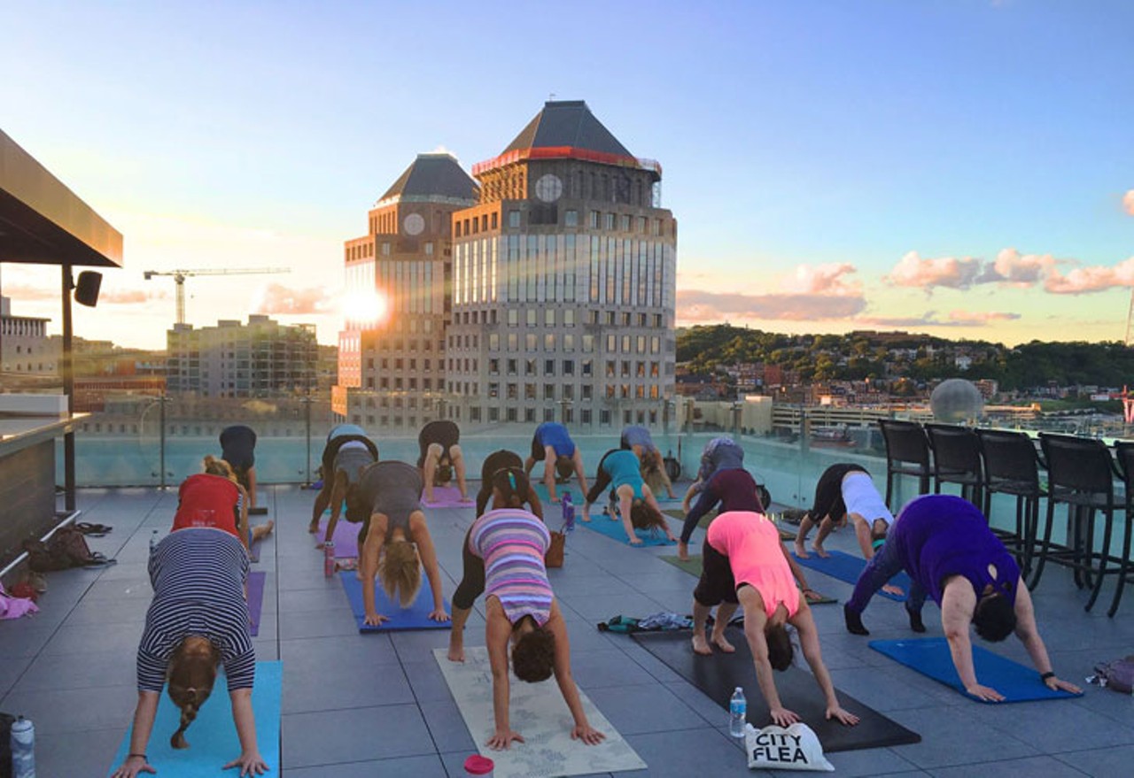 Sunday 26
Rooftop Yoga Series
Head to Top of the Park on the roof of The Phelps for a yoga class with a view. Instructors and co-founders of Trini Tribe Mija Speakman and Hadley Corpus lead three classes throughout the evening. Bring yourself, a yoga mat, sunglasses, a towel and water bottle. Class will be held rain or shine. 
5-9 p.m. Sunday. $20. The Phelps/Top of the Park, 506 E. Fourth St., Downtown, facebook.com/rooftopyogaseries.
Photo: facebook.com/rooftopyogaseries