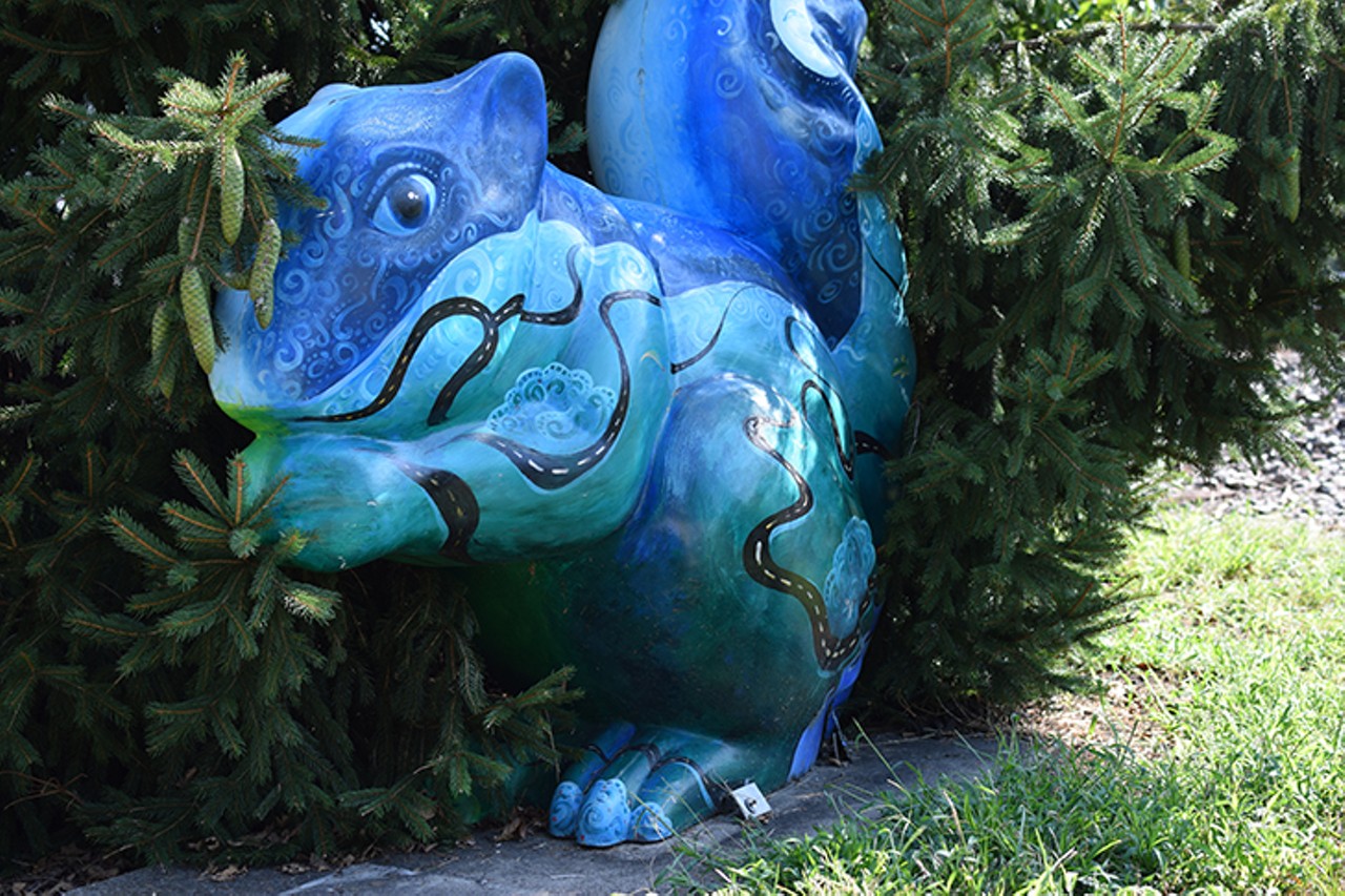 "Open Road" squirrel has been lightly repainted and sits at Greenville and Fountain avenues.