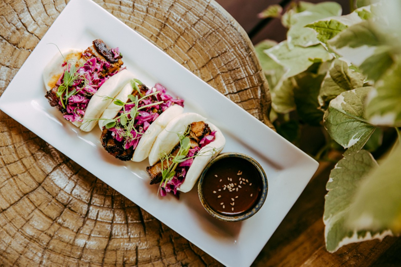 Pork steamed buns with barbecue and brassica slaw ($5)