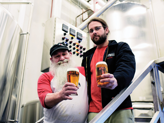 Ei8ht Ball Brewing’s famously mustachioed James “Peanut” Kahles and master brewer Mitchell Dougherty